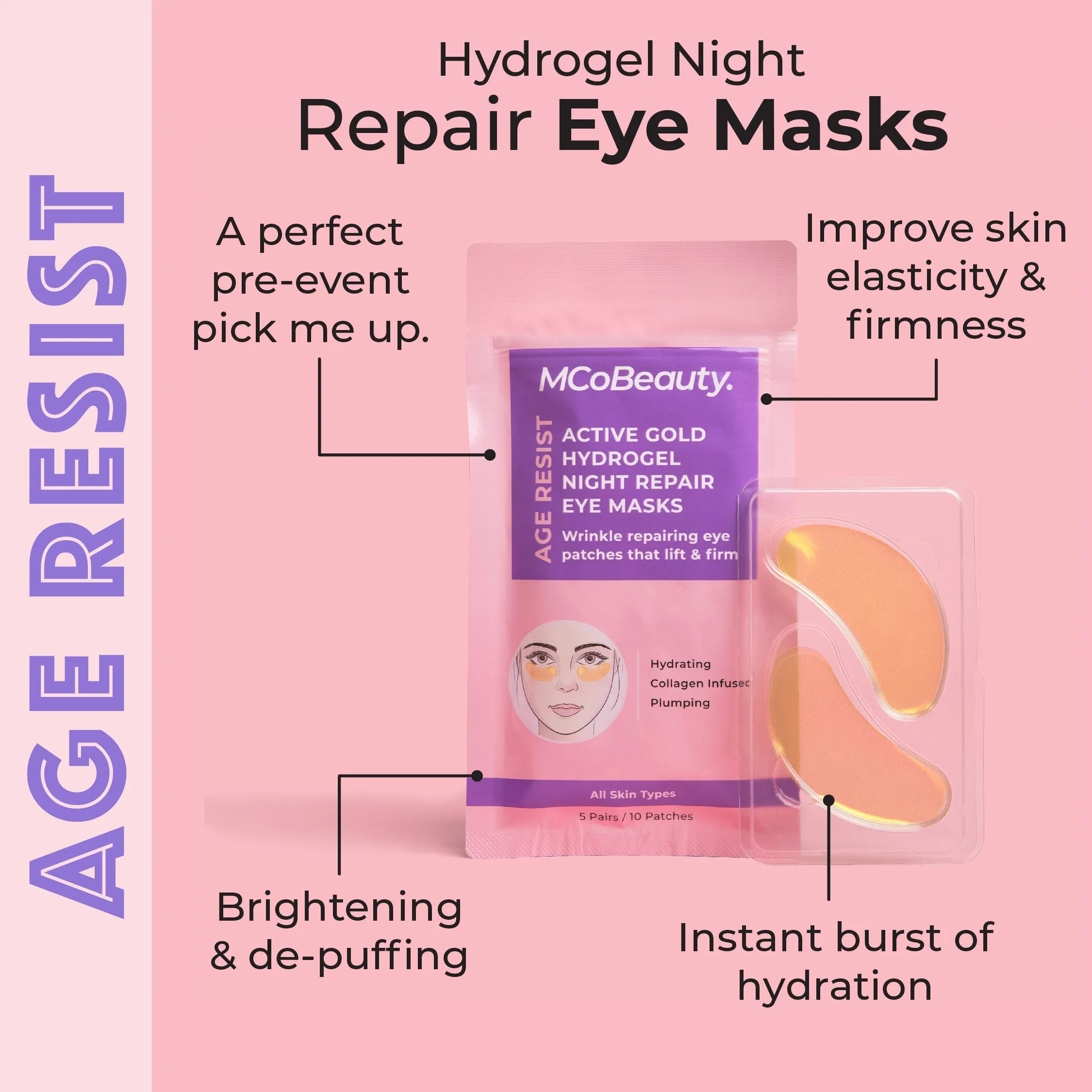 Active Gold Hydrogel Night Repair Eye Mask 10 pack