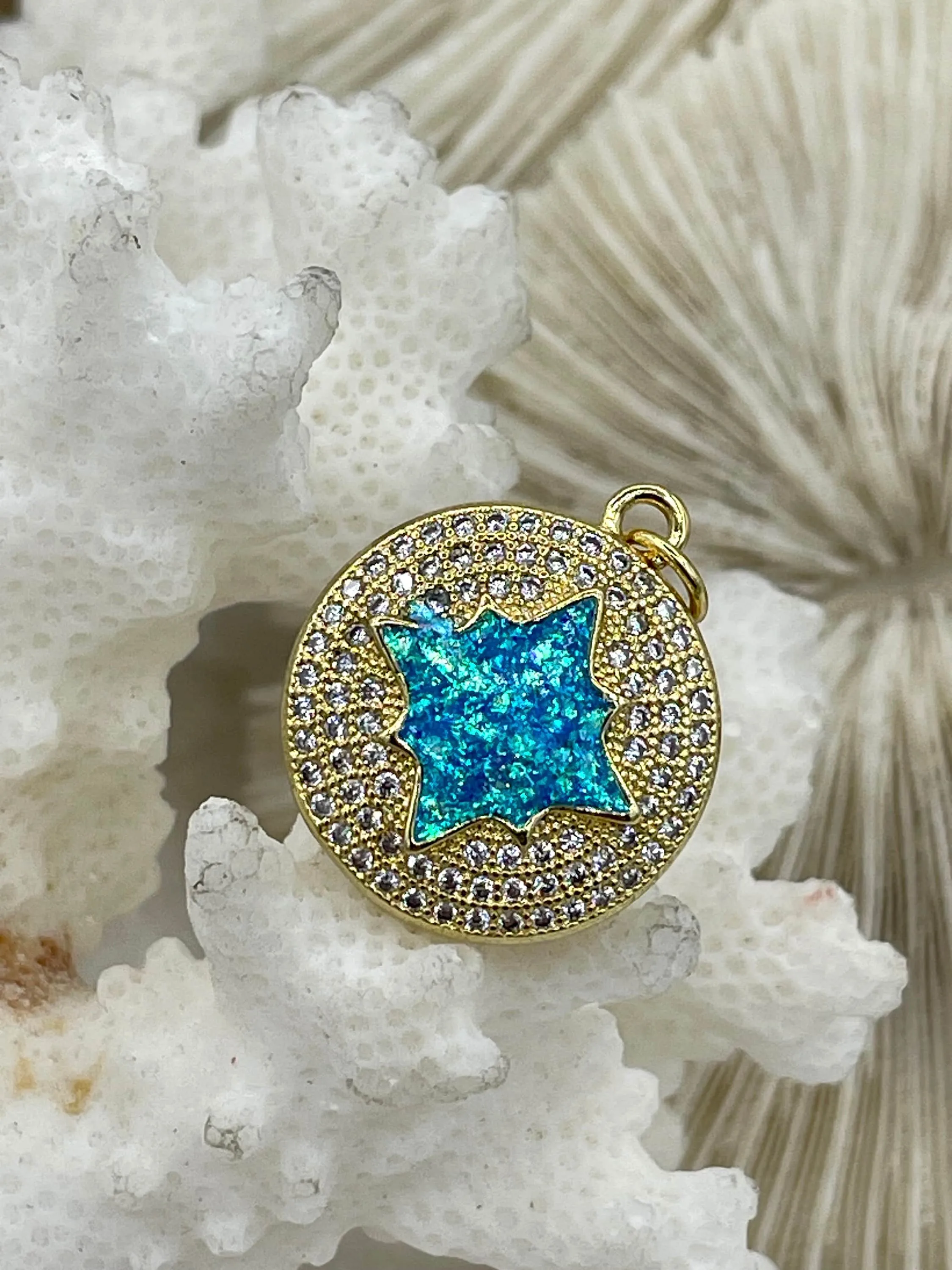 Gold Charms with Glitter Enamel and CZ, 4 Colors, Turquoise, Purple, White, Blue, Brass Charms, Cubic Zirconia, Glitter Enamel, Fast Ship