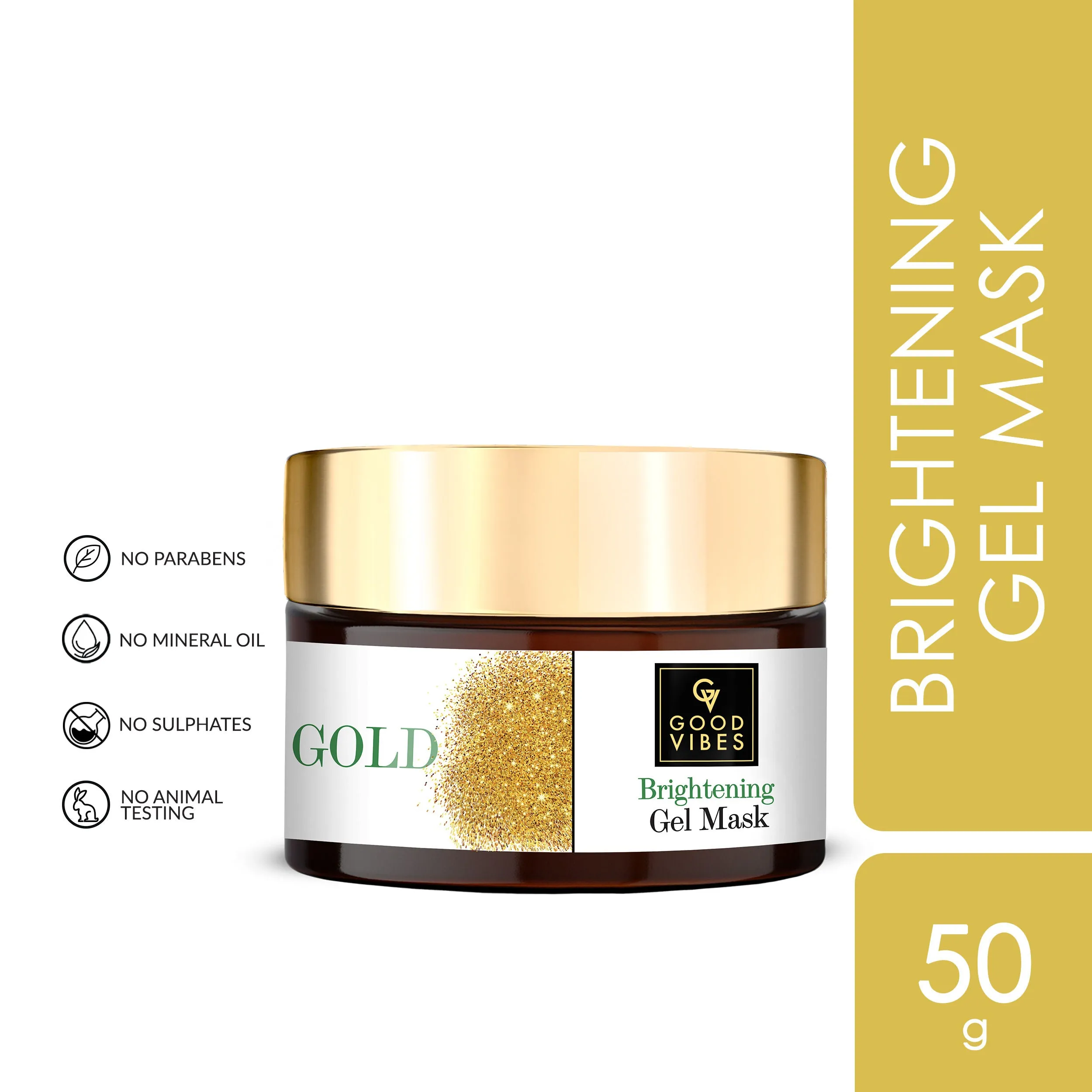 Good Vibes Gold Brightening Gel Mask | Anti-Ageing, Nourishing | No Parabens, No Sulphates, No Mineral Oil, No Animal Testing (50g)
