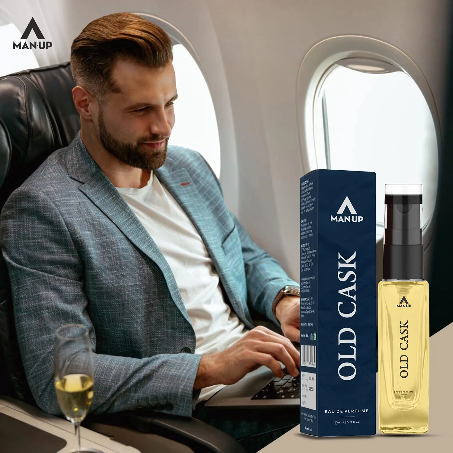 Man-Up Old Cask Perfume For Men | Eau De Perfume | Premium Long Lasting Fresh, Refreshing & Energising Fragrance Perfume | Celebrating Every Special Occasion - 8ml (Pack of 2)