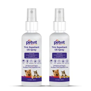 Petvit Tick Spray for Dogs with Essential Oils | Ticks and Fleas Remover for Dogs | Natural Dog Ticks Remover | Tea Tree Oil | Lemon Grass Oil | 100 ml