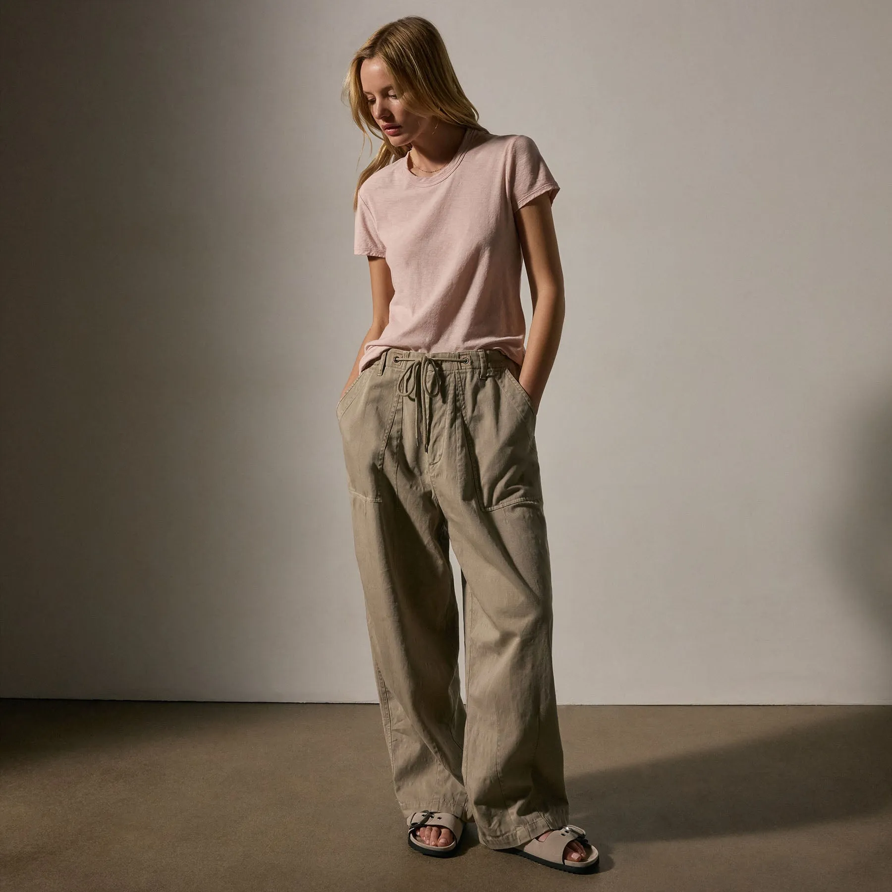 Sheer Slub Crew Neck Tee - Rosewater