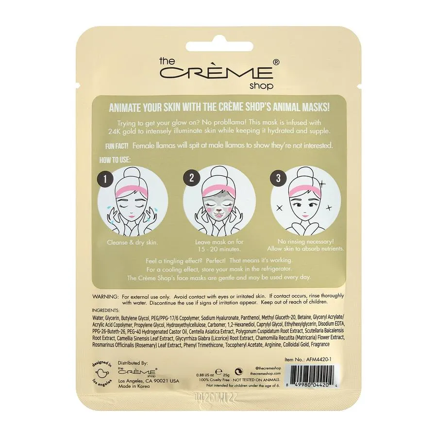 The Creme Shop Brighten Up, Skin! Animated Llama Face Mask